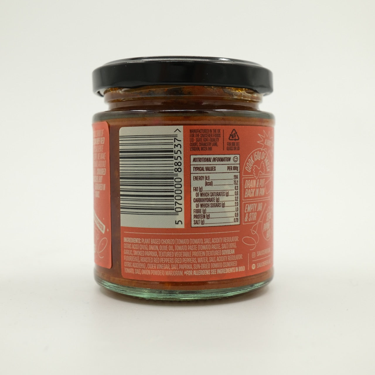 Saucerer Pasta Sauce Smokey Vegan Chorizo & Red Pepper