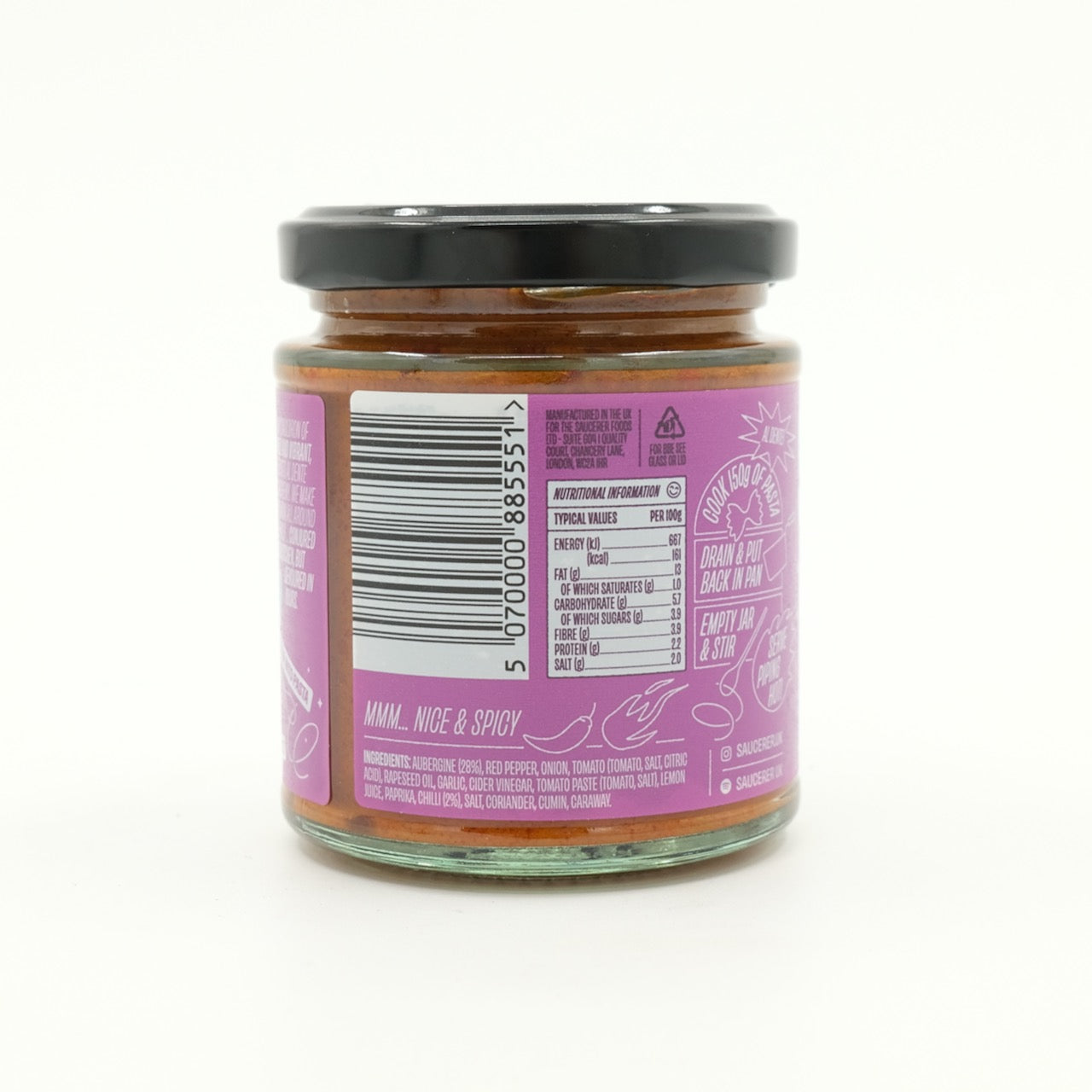 Saucerer Pasta Sauce Roasted Aubergine & Spicy Harrissa